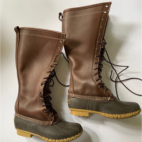 L.L. Bean Signature Shearling Tall Boots lace up 6 - Picture 2 of 8